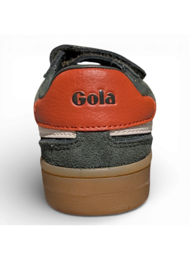 Gola CKA611NW Children's Viper Strap Trainer Dark Khaki/Off White/Moody Orange/Gum