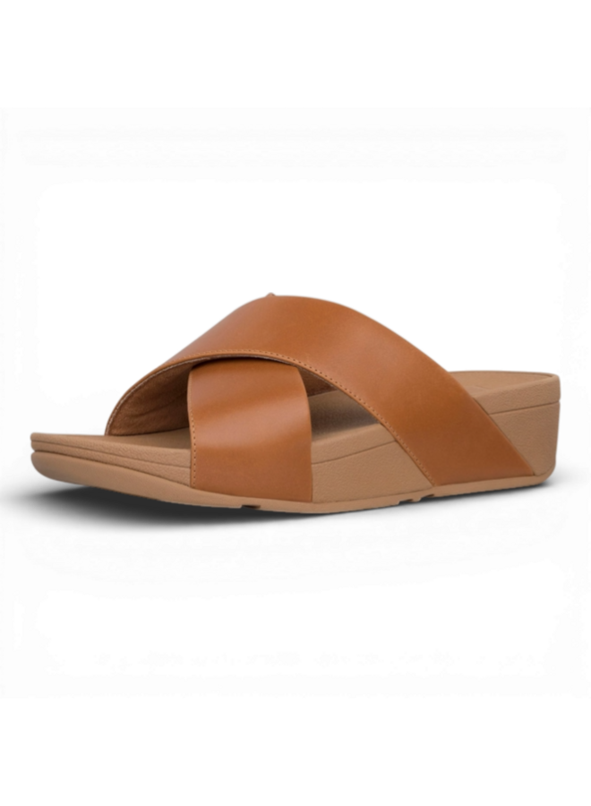 Fitflop Lulu Cross Slide Sandals Leather/LightTan