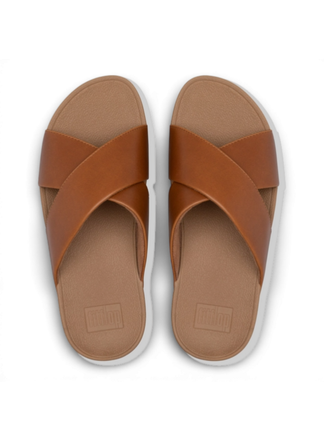 Fitflop Lulu Cross Slide Sandals Leather/LightTan