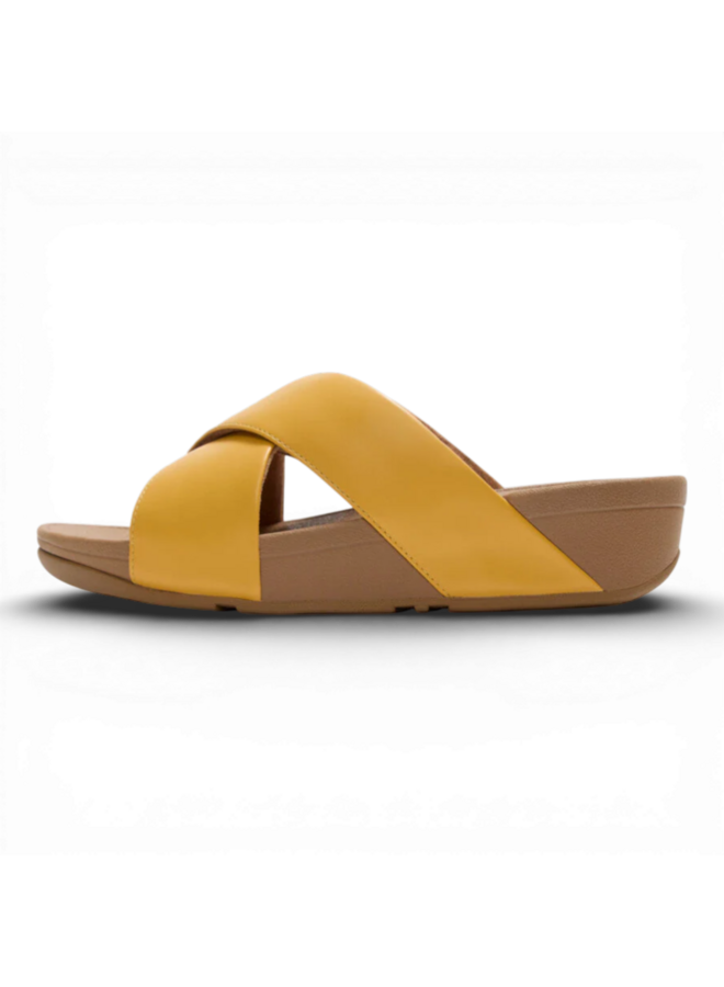 Fitflop Lulu Cross Slide Sandals Leather Turmeric