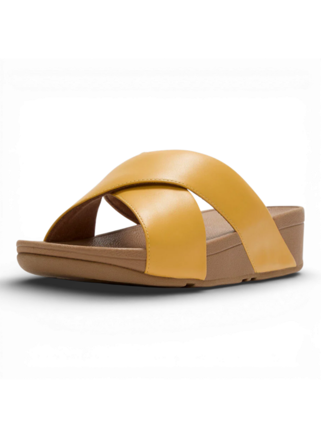 Fitflop Lulu Cross Slide Sandals Leather Turmeric