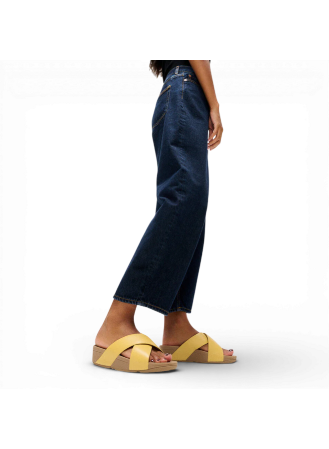 Fitflop Lulu Cross Slide Sandals Leather Turmeric