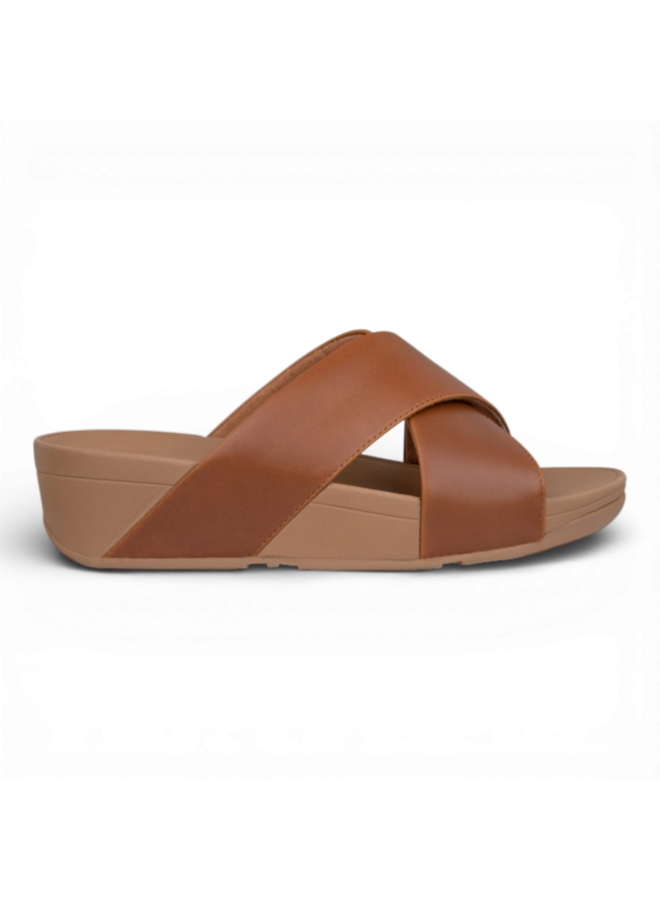 Fitflop Lulu Cross Slide Sandals Leather/LightTan