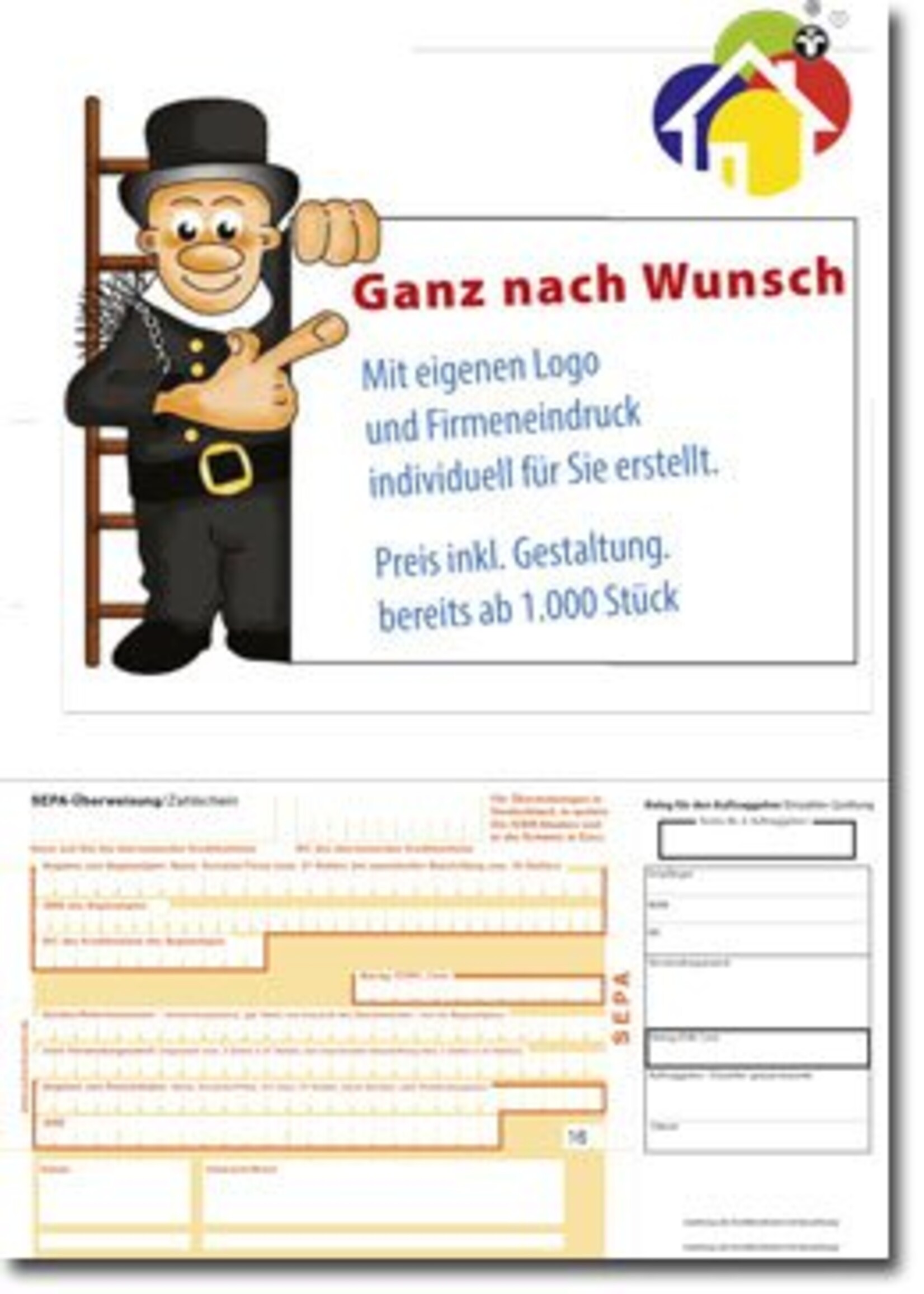 Zahlschein mit Ihrem Logo & Kontaktdaten