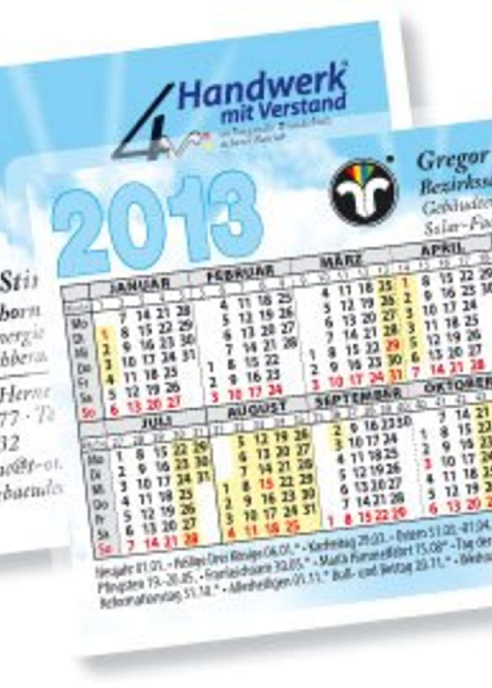 Kalender im Spielkartenformat