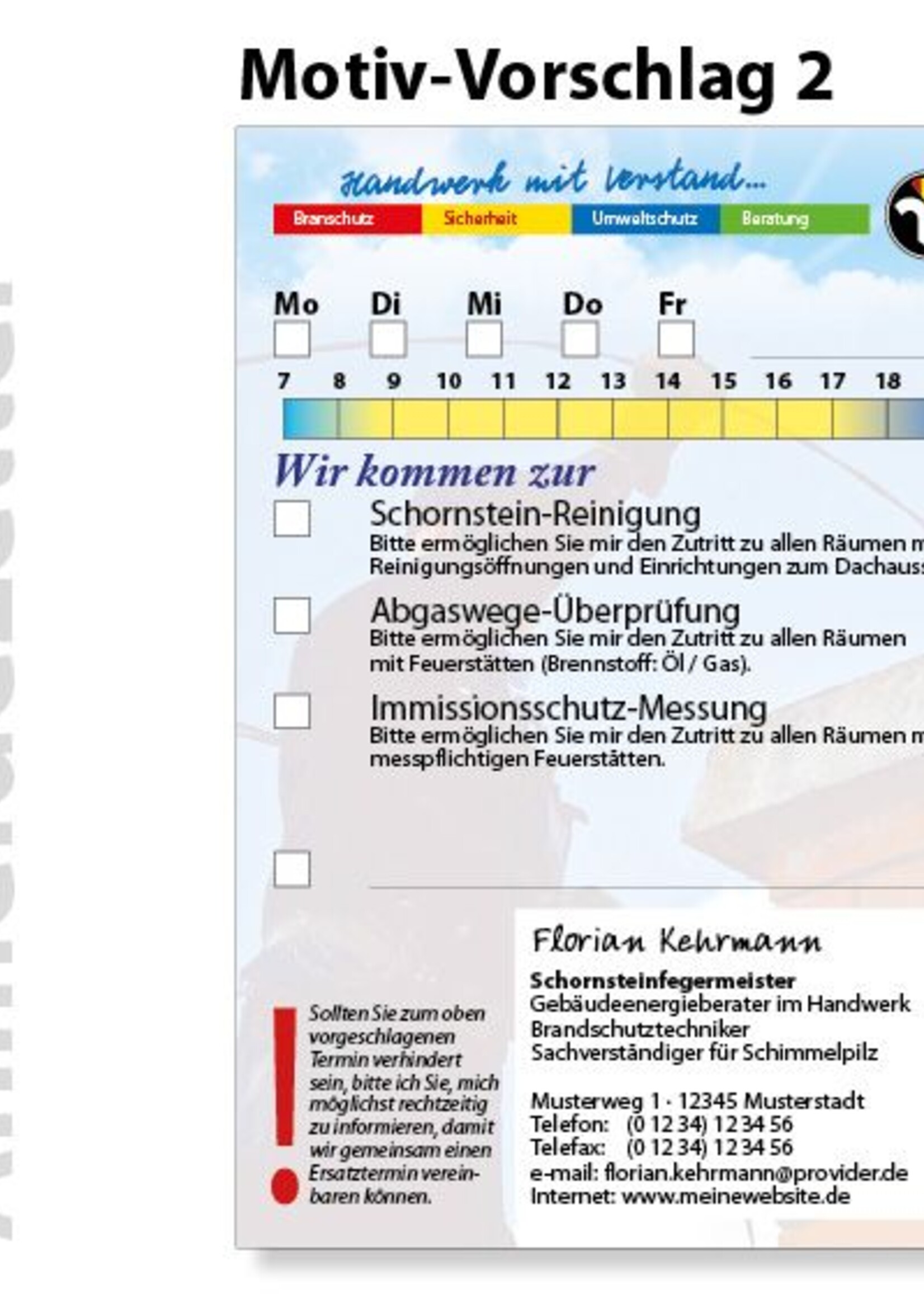 Anmeldezettel mit Eindruck