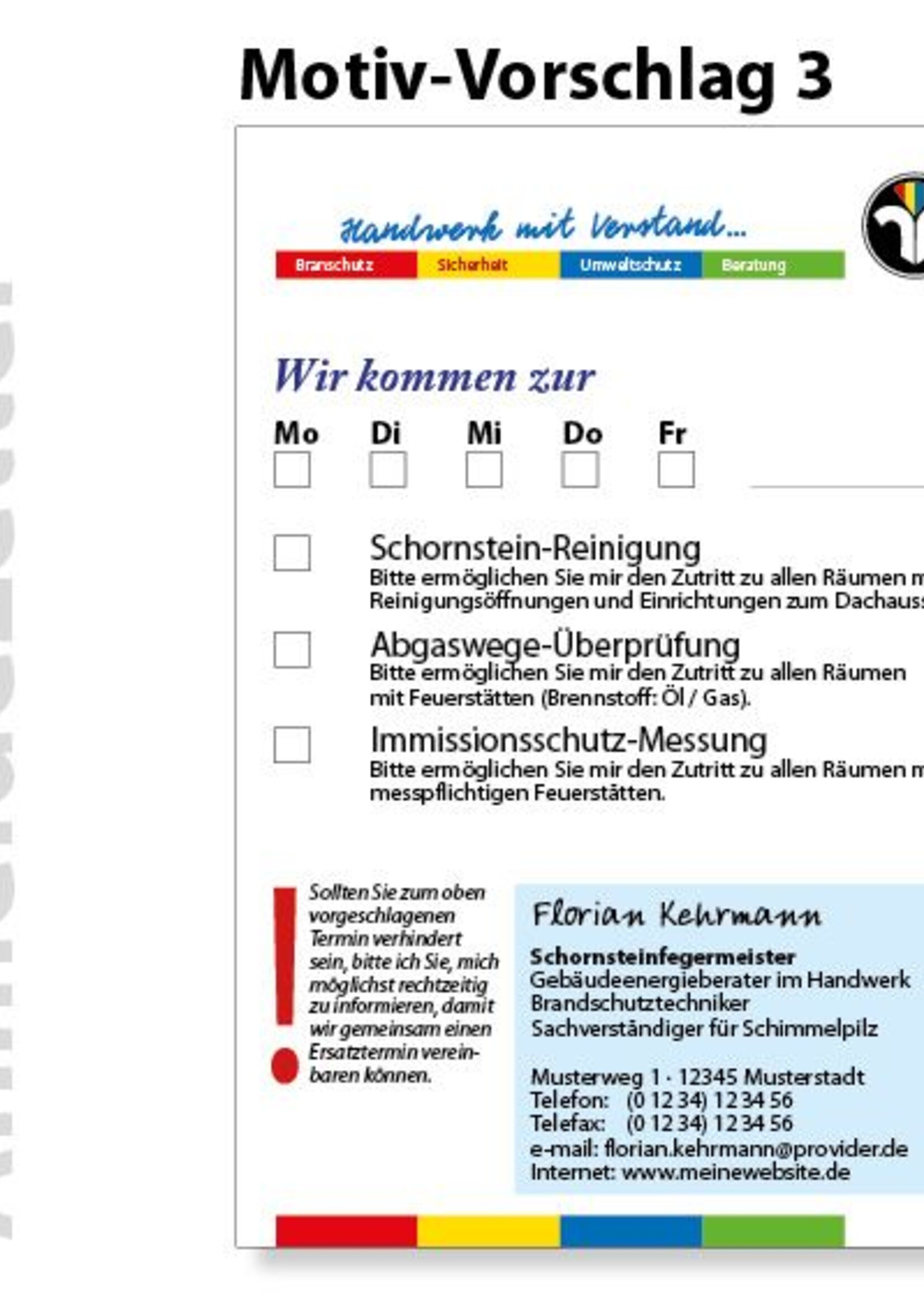 Anmeldezettel mit Eindruck