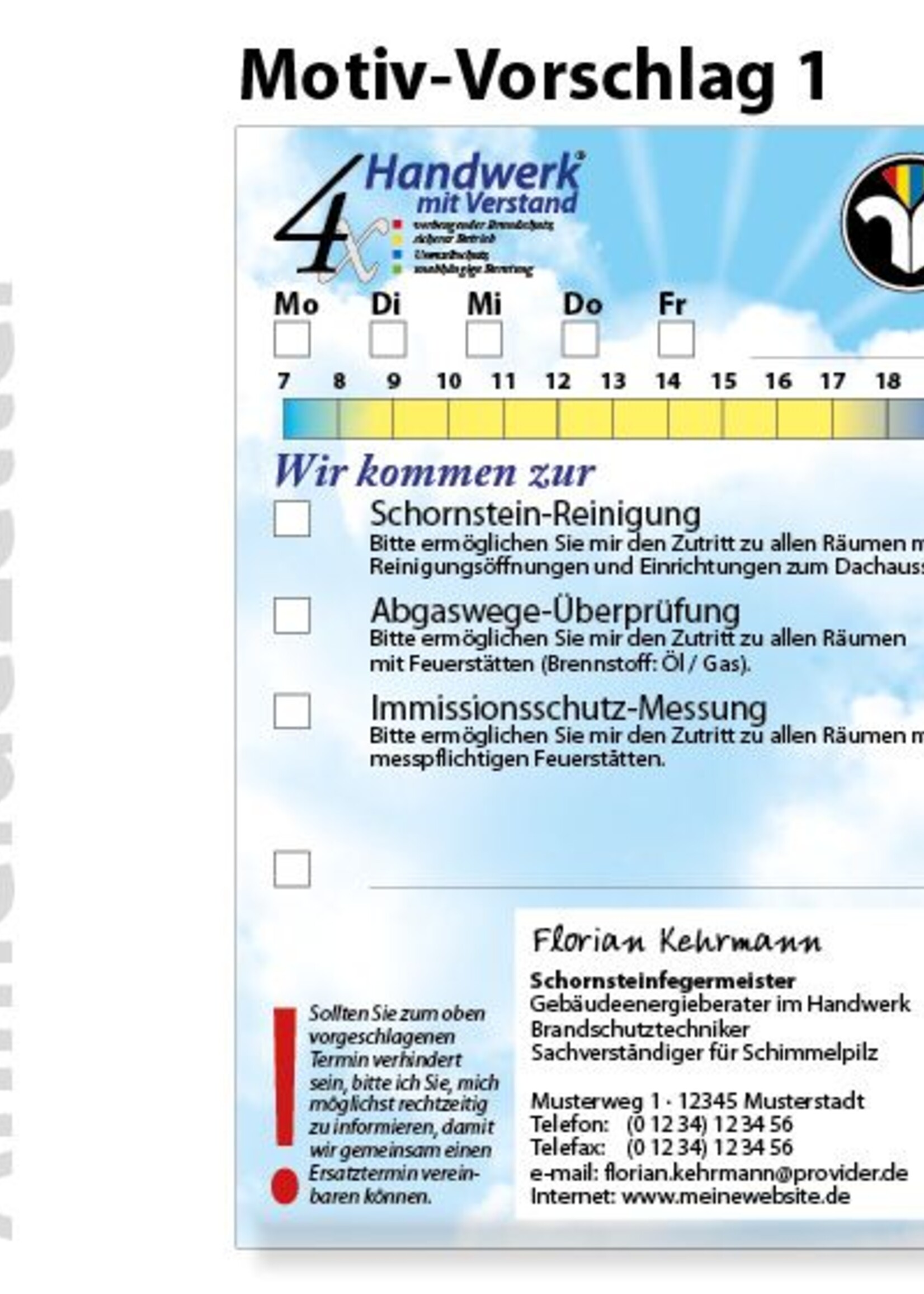 Anmeldezettel mit Eindruck