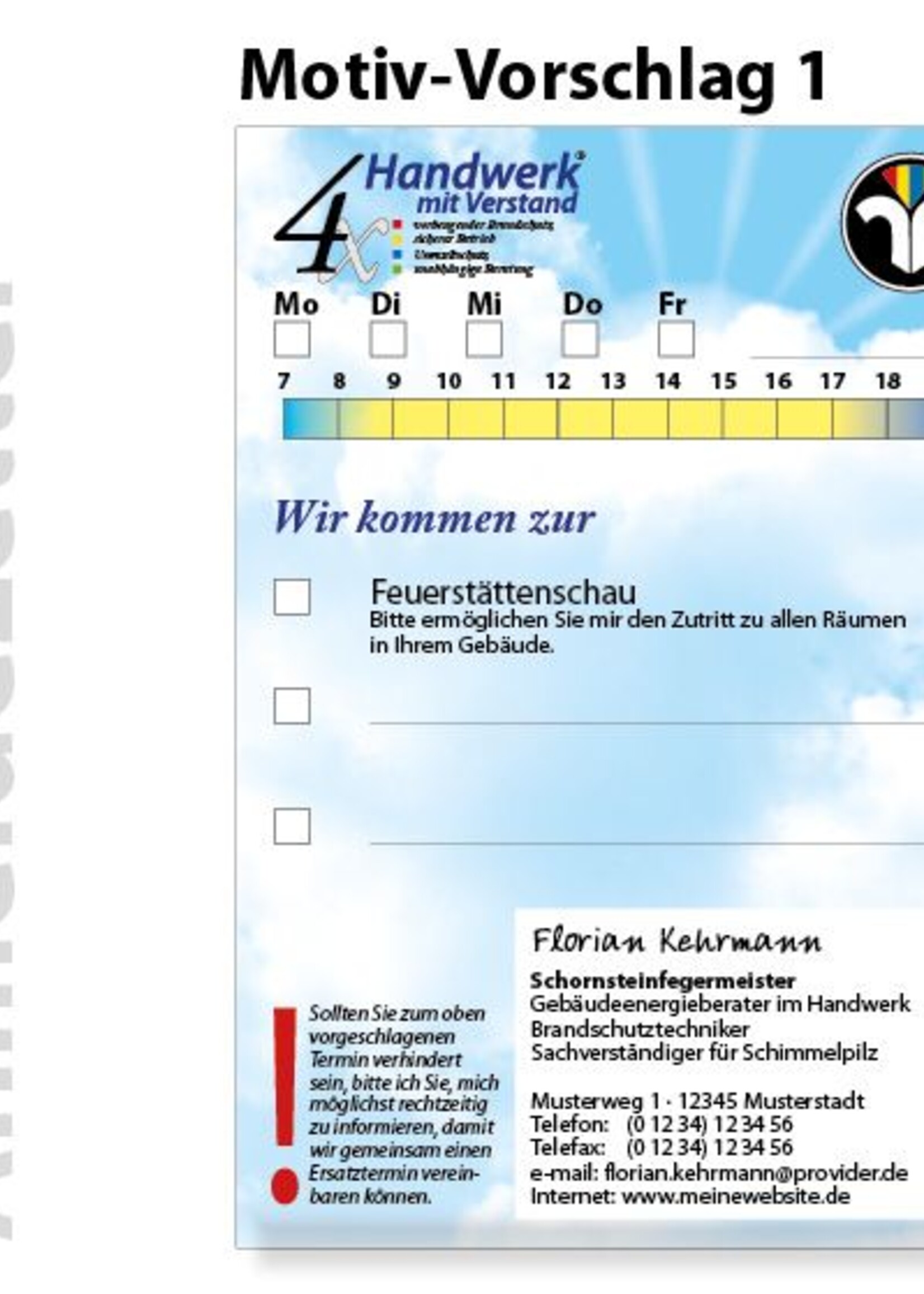 Anmeldezettel mit Eindruck - Feuerstättenschau