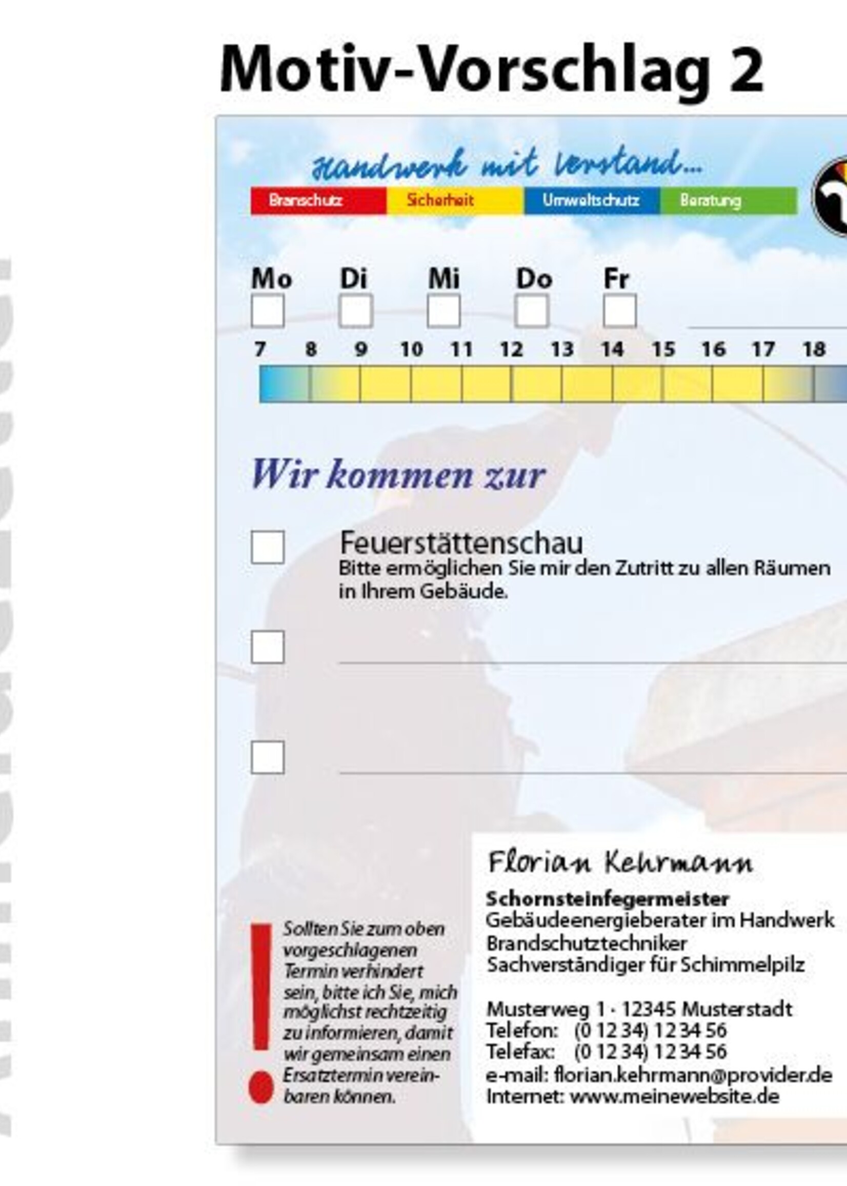 Anmeldezettel mit Eindruck - Feuerstättenschau