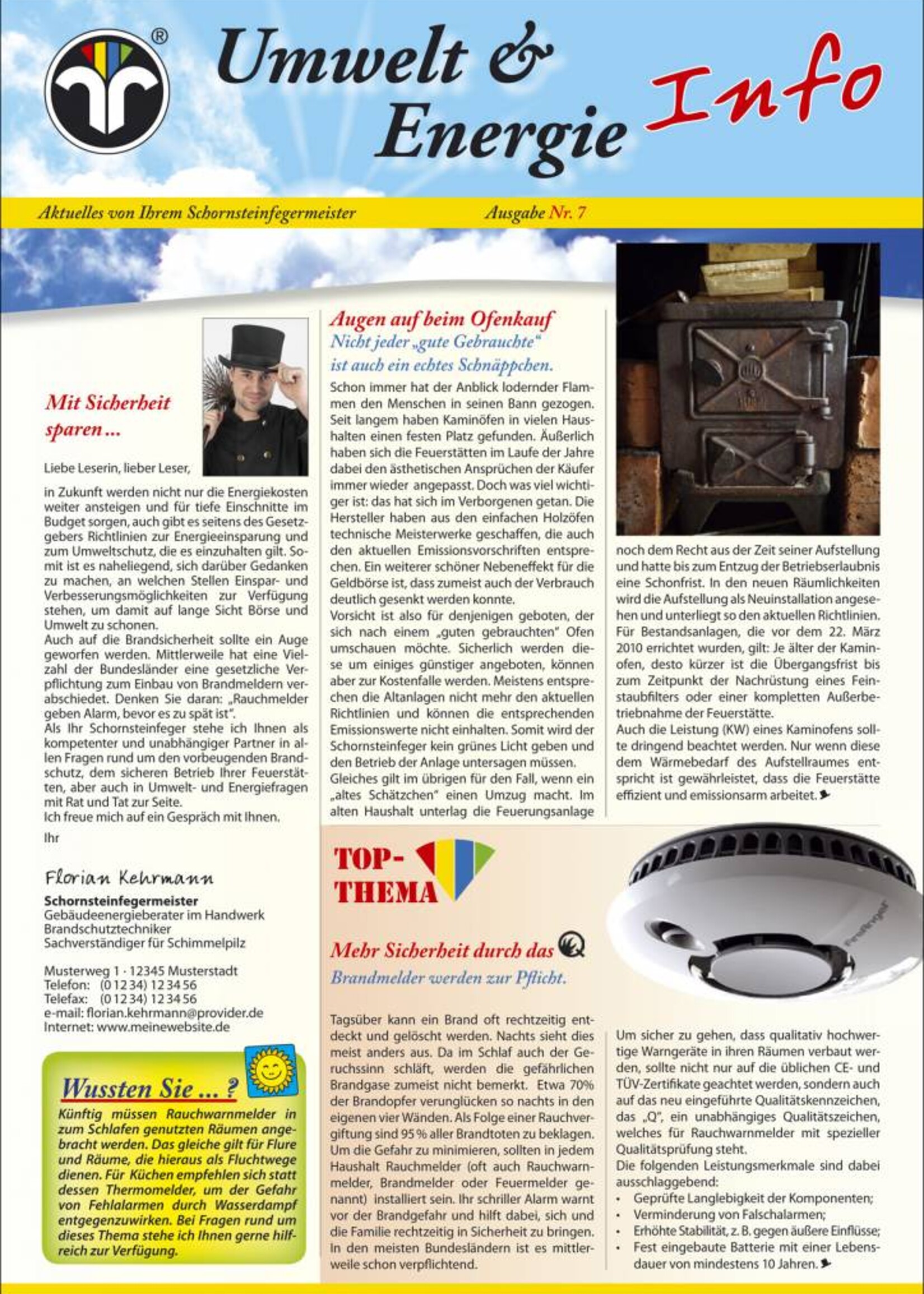 Umwelt & Energie Info 7 "Heizen mit Holz, Rauchwarnmelder"