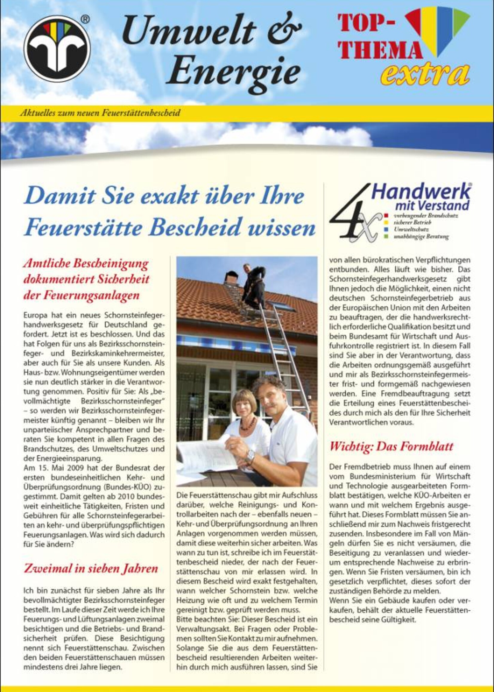 Umwelt & Energie Info extra Feuerstättenbescheid