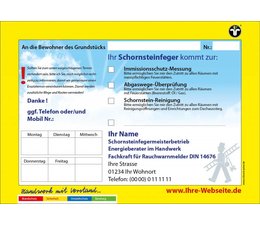 Anmeldezettel gelb A5 quer - Schornsteinfeger / Kaminkehrer