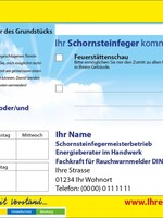 Anmeldezettel gelb Feuerstättenschau A5 quer - Schornsteinfeger / Kaminkehrer