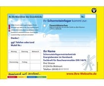 Anmeldezettel gelb Feuerstättenschau A5 quer - Schornsteinfeger / Kaminkehrer