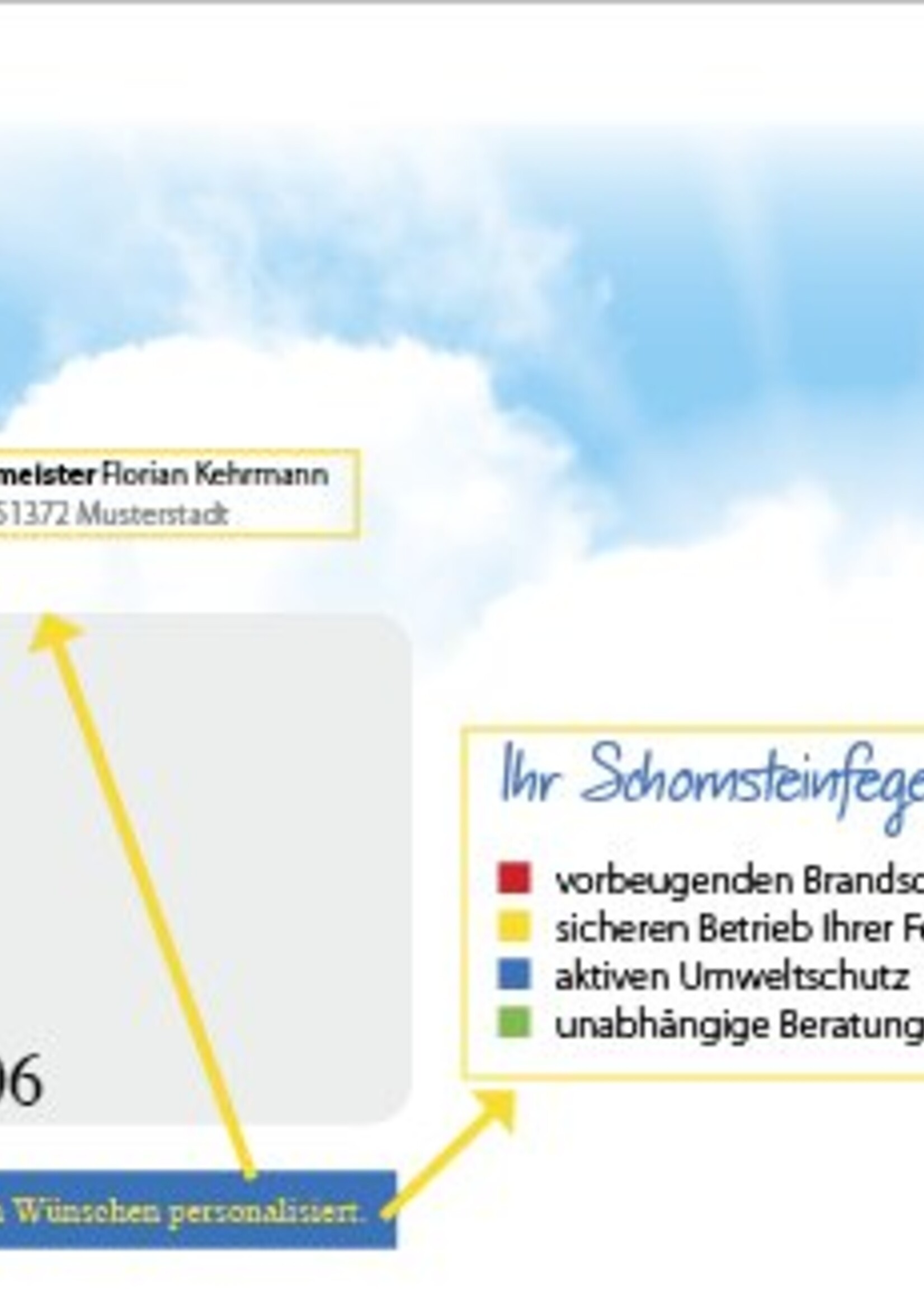 Personalisierte Briefumschläge "Design Schorni_Himmel", gestaltet nach Ihren Wünschen – mit Ihren Kontaktdaten und Logo