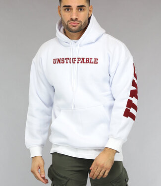 NEW2411 Witte Heren Hoodie met Unstoppable Tekst