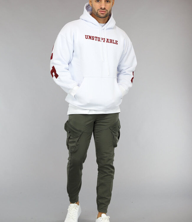 Witte Heren Hoodie met Unstoppable Tekst