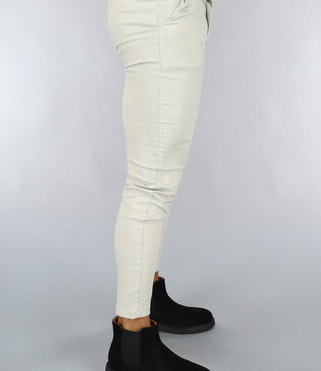 Beige Gemêleerde Heren Pantalon