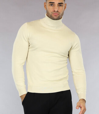 NEW0610 Beige Heren Trui met Omgeslagen Col