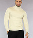 Beige Heren Trui met Omgeslagen Col