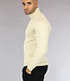 Beige Heren Trui met Omgeslagen Col