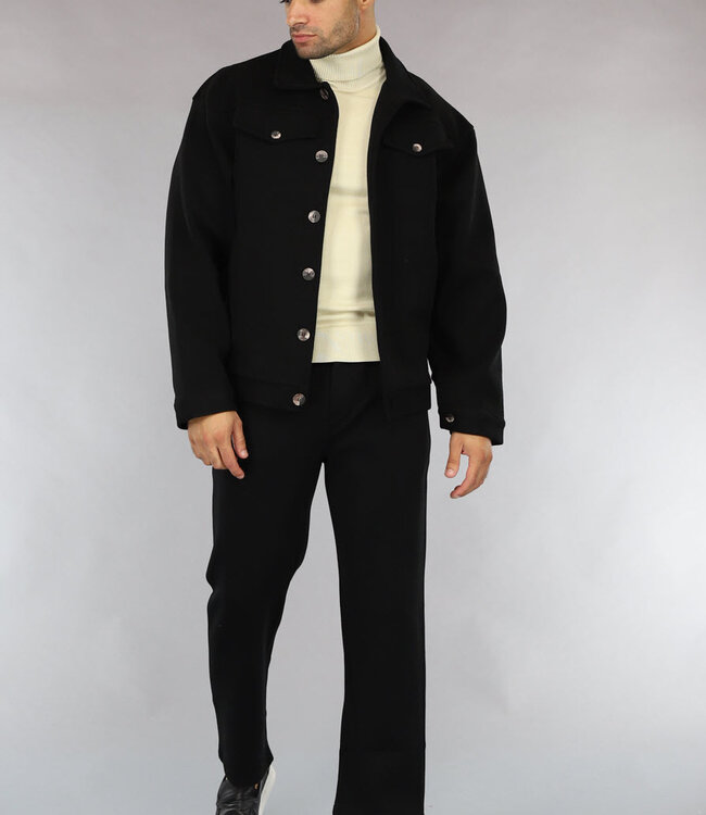 Beige Heren Trui met Omgeslagen Col