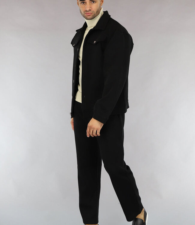 Beige Heren Trui met Omgeslagen Col