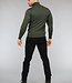 Basic Groene Heren Trui met Hoge Col