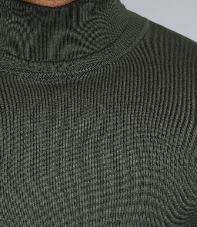 Basic Groene Heren Trui met Hoge Col