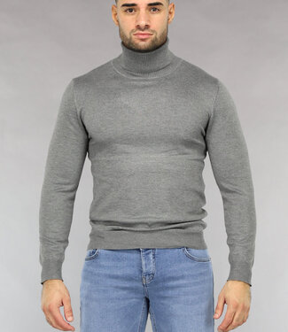 NEW1011 Lichtgrijze Heren Trui met Omgeslagen Col