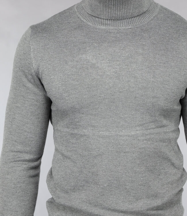 Lichtgrijze Heren Trui met Omgeslagen Col