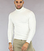 Basic Witte Heren Trui met Hoge Col