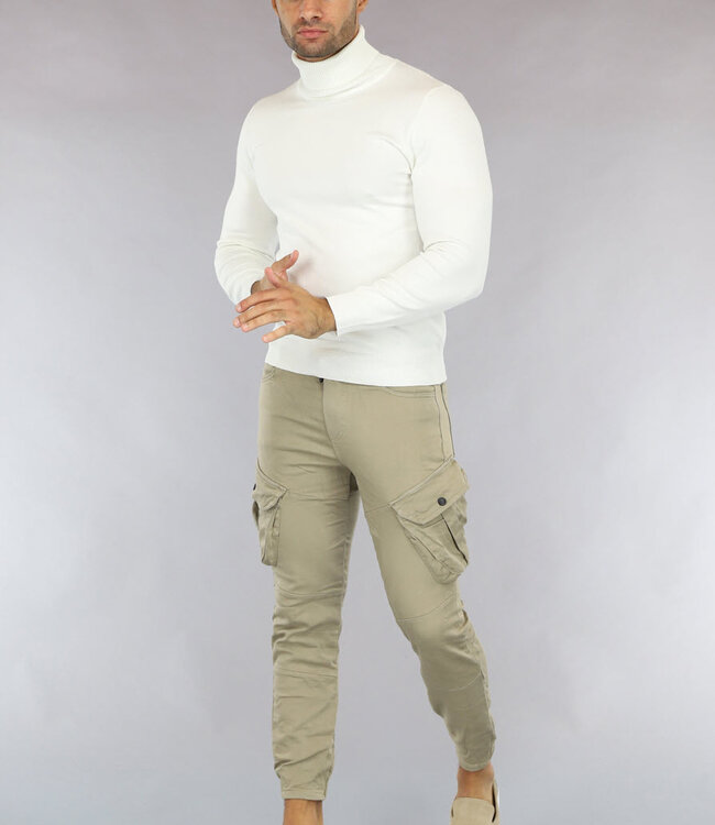 Basic Witte Heren Trui met Hoge Col