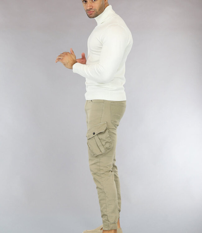 Basic Witte Heren Trui met Hoge Col