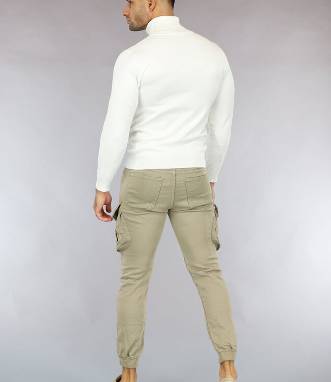 Basic Witte Heren Trui met Hoge Col