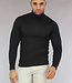 Basic Zwarte Heren Trui met Hoge Col