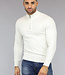 Witte Mannen Turtleneck Trui met Rits