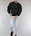 Basic Zwarte Heren Sweater met Loose Fit
