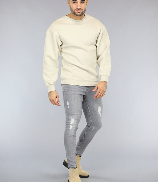 Loose Fit Heren Sweater in Beige
