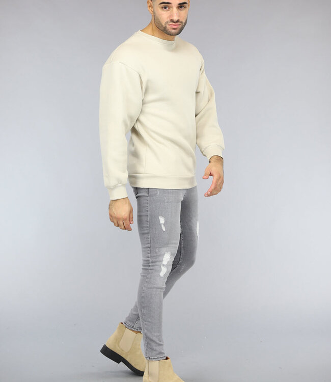 Loose Fit Heren Sweater in Beige