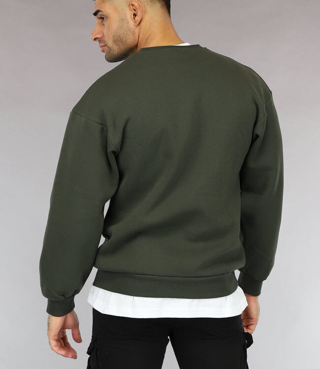 Legergroene Oversized Heren Trui zonder Capuchon