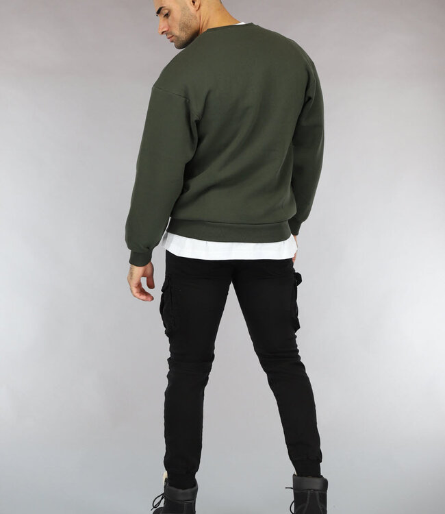 Legergroene Oversized Heren Trui zonder Capuchon