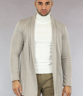 NEW0610 Beige Gemêleerd Heren Jasje met Zigzag Patroon