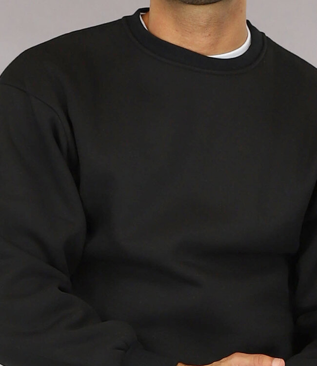 Basic Zwarte Heren Sweater met Loose Fit