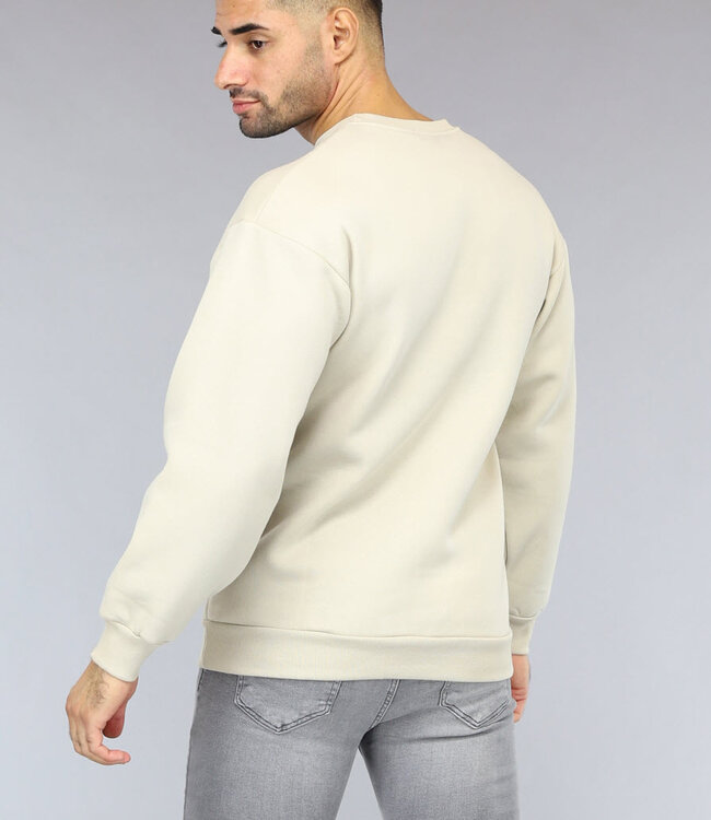 Loose Fit Heren Sweater in Beige