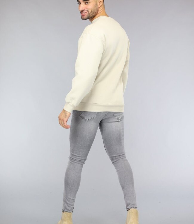 Loose Fit Heren Sweater in Beige