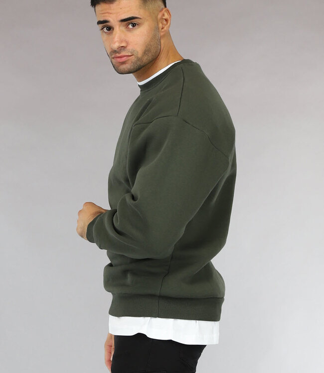 Legergroene Oversized Heren Trui zonder Capuchon
