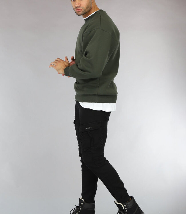 Legergroene Oversized Heren Trui zonder Capuchon