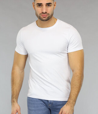 NEW2411 Wit Heren T Shirt met Ronde Hals